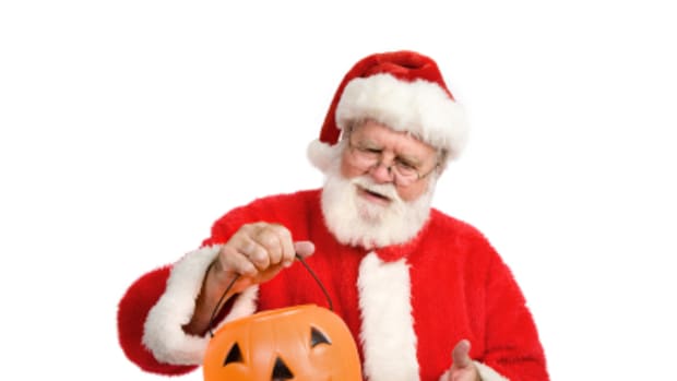 Santa with a Jack-o-Lantern