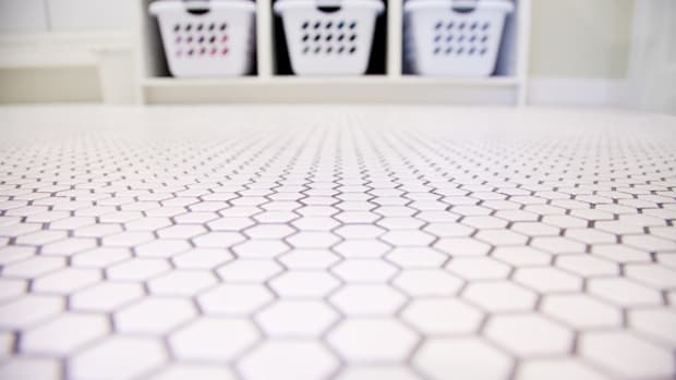 Tile for laundry room, white ceramic hex tile