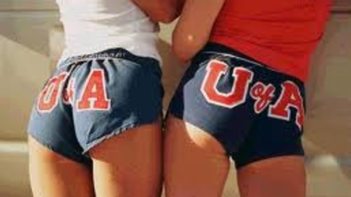 Wearing top booty shorts