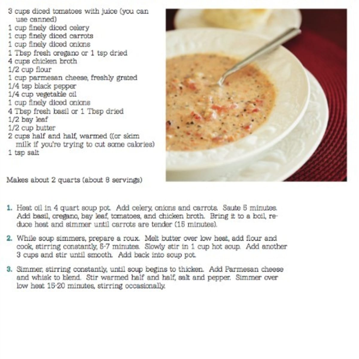 Printable Tomato Basil Parmesan Soup Recipes Today S Mama