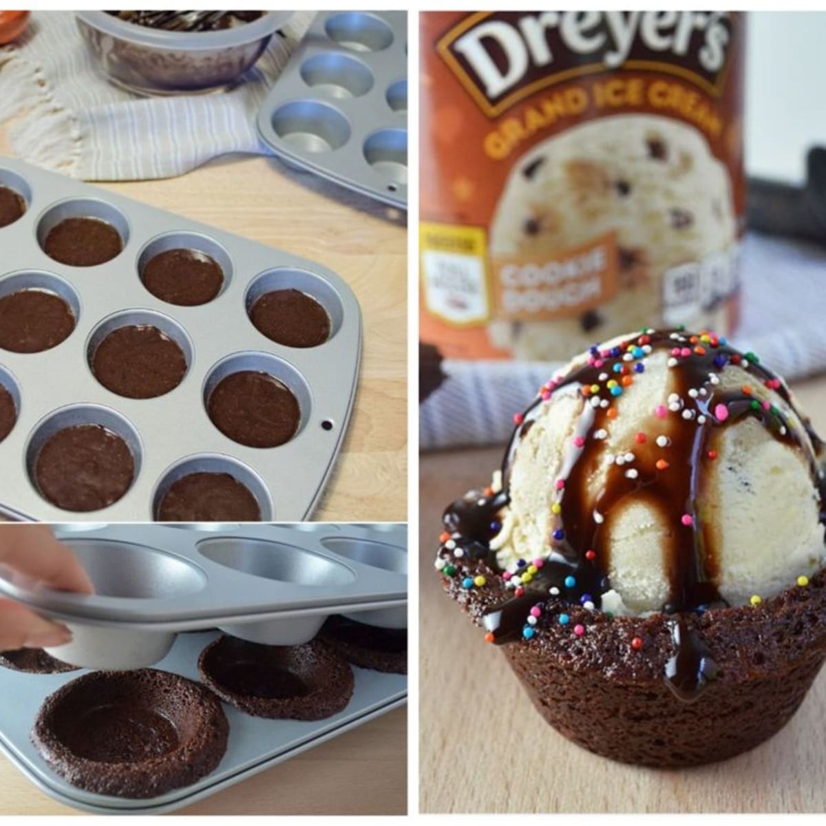 Waffle Bowl Brownie Sundaes - Love On A Plate - Dessert 