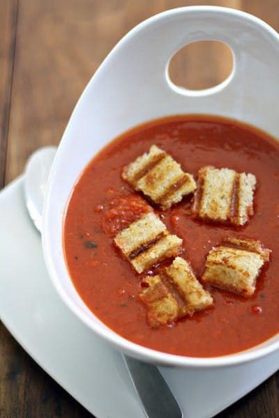 Roasted Tomato Soup And Grilled Cheese Croutons Recipe Todays Mama 0362