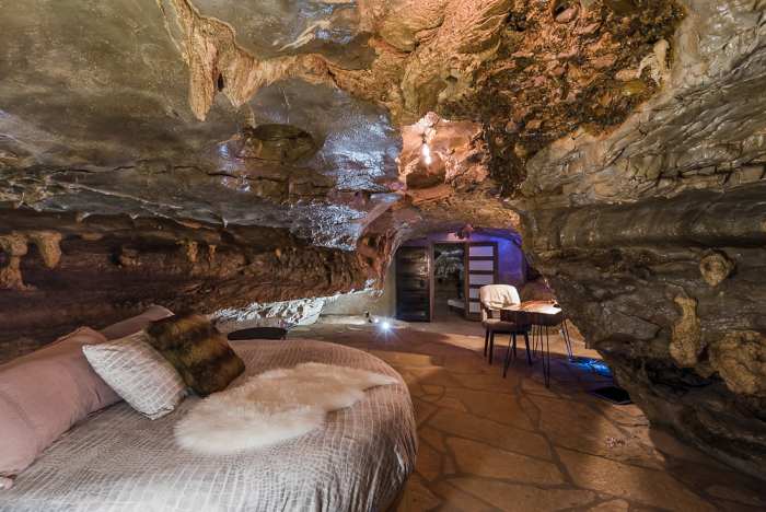 The Beckham Creek Cave is among the many unusual hotels that offer family-friendly unique stays. (Courtesy Beckham Creek Cave)