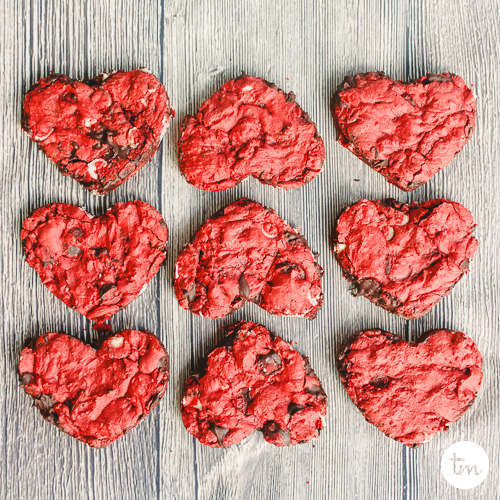 Red velvet cake mix cookies finished and ready to eat.
