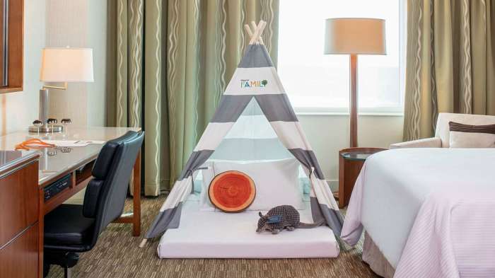 The Westin Hotels & Resorts’ indoor camping amenity is one of the best hotel amenities for kids. (Courtesy Westin Houston Memorial City)