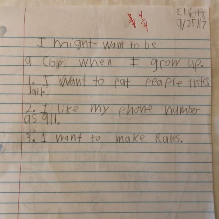 2nd Grader Might Want to Be A Cop For The Most Hilarious Reason - Today ...