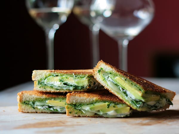 Photo from Tastespotting...Look at the wine glasses in the background, this is clearly an elegant grilled cheese...