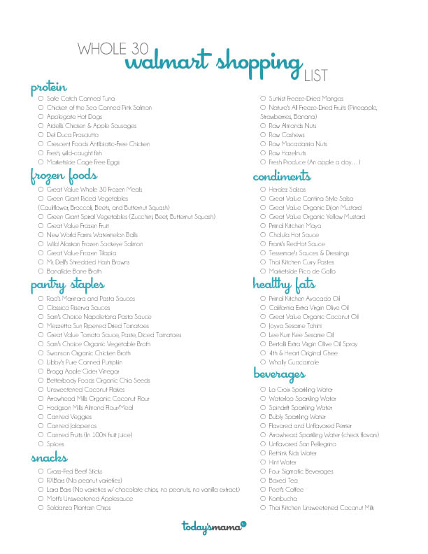 Walmart Whole 30 Grocery List - Today's Mama