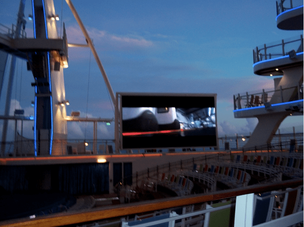 Free movies on board at night. Something about watching movies outside is so much cooler . . .