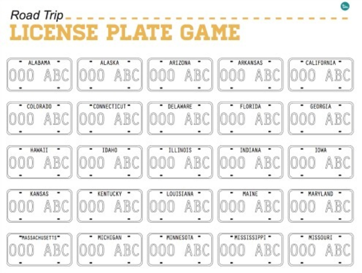 Printable License Plate Game Today's Mama