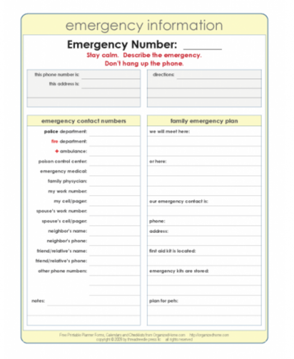 4 Printable Emergency Plan Templates Todays Mama 5544