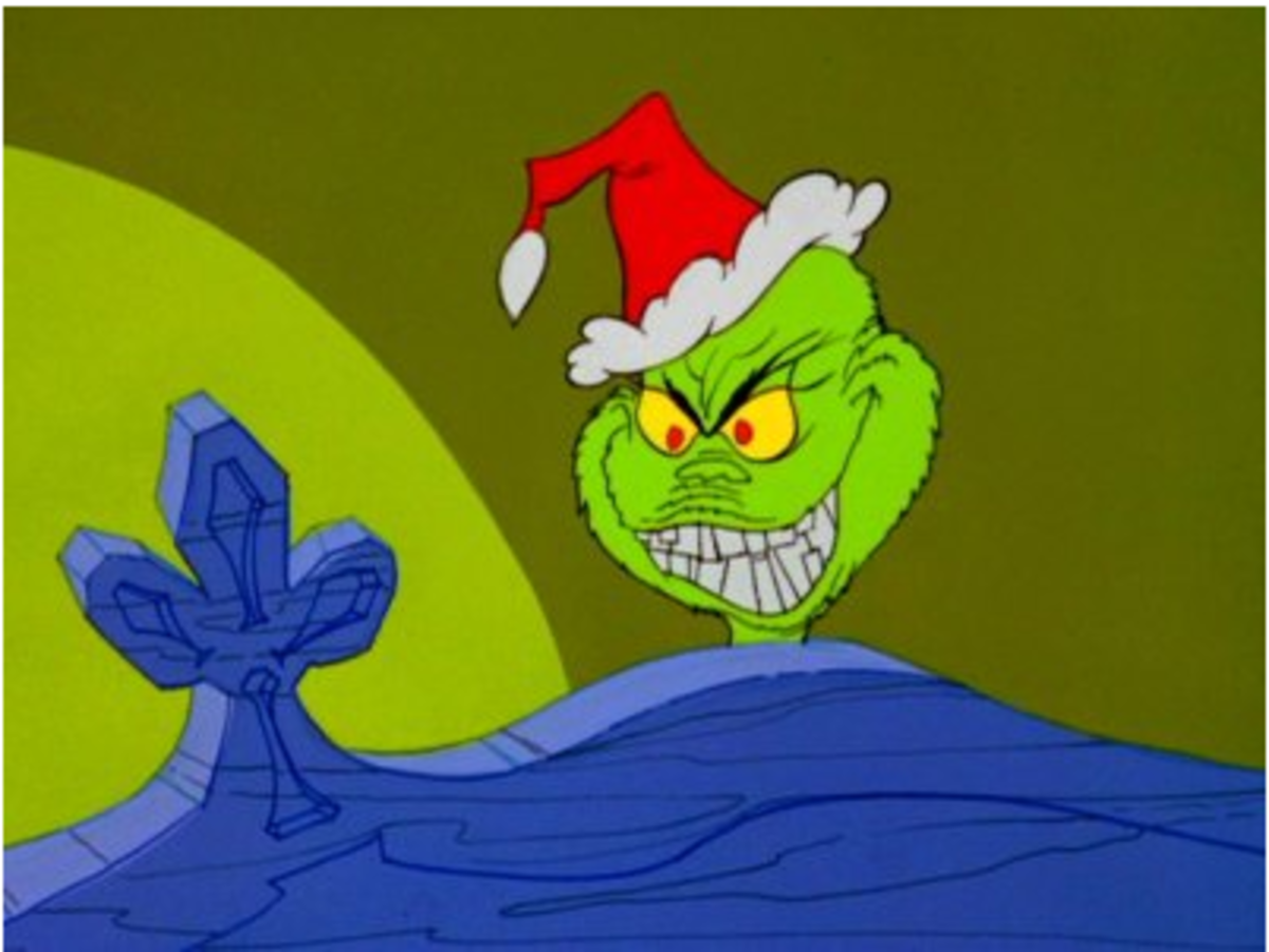 Grinch looking over Cindy Lou Hoo's Bed