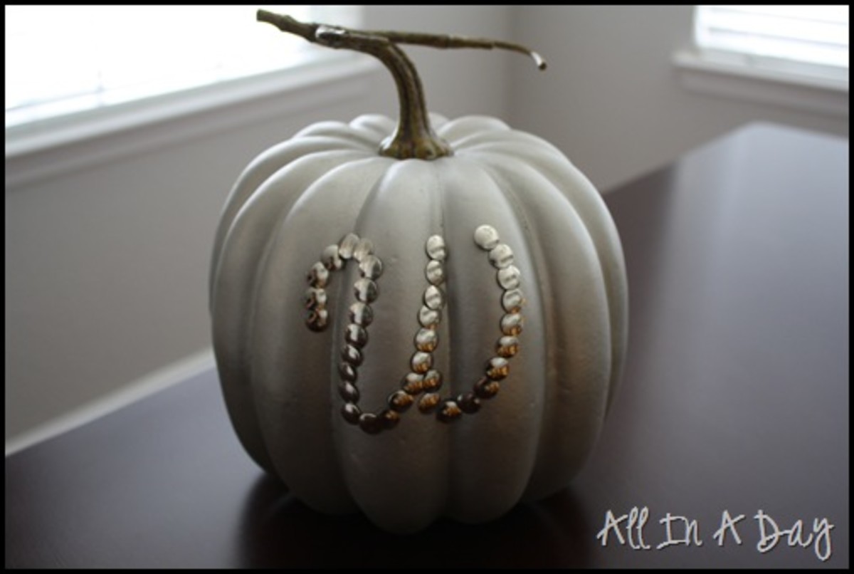 silver monogram thumbtack pumpkins