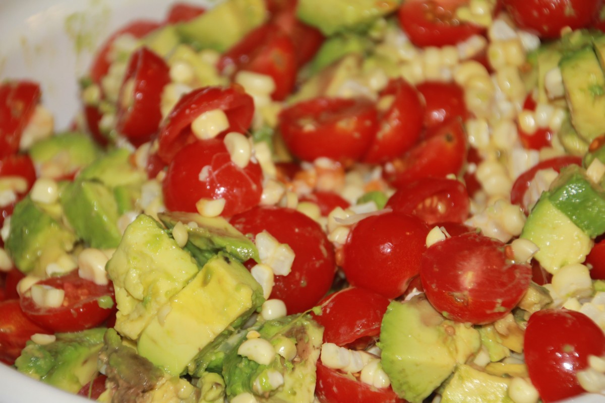 Grilled Corn, Tomato and Avocado with Honey Lime Dressing