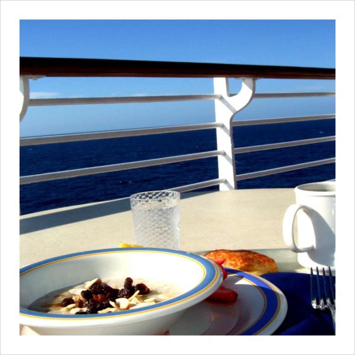 My healthy breakfast and an ocean view.