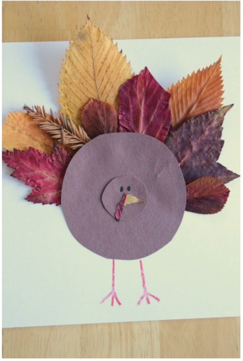 Paper Turkey Craft with Leaves
