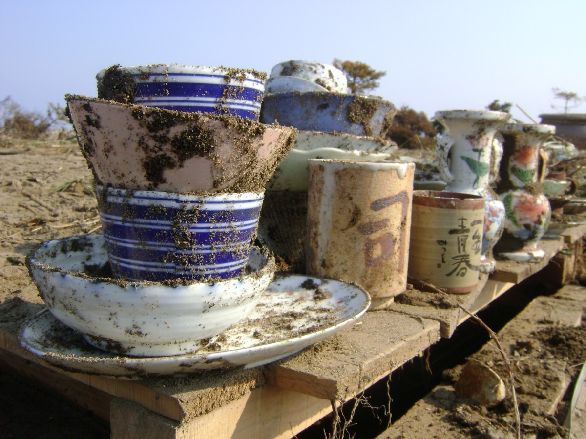 Housewares recovered after the tsunami