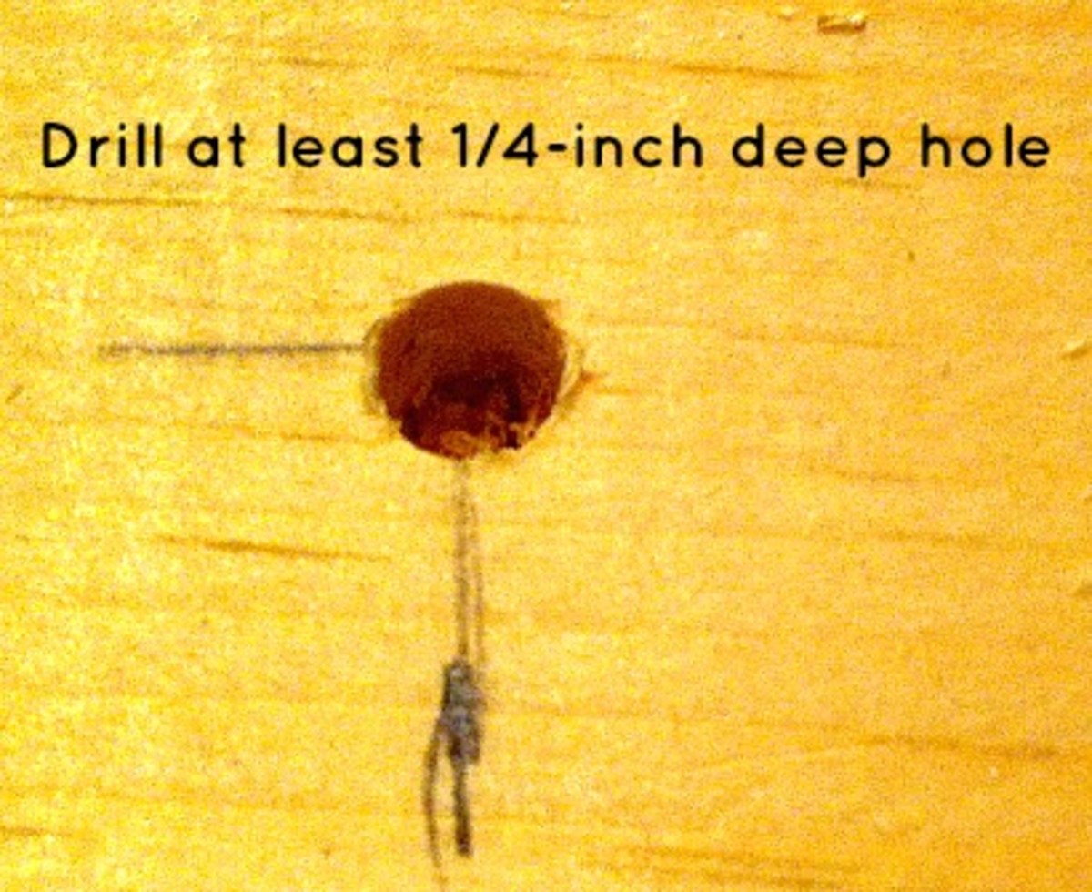 Drill quarter inch deep