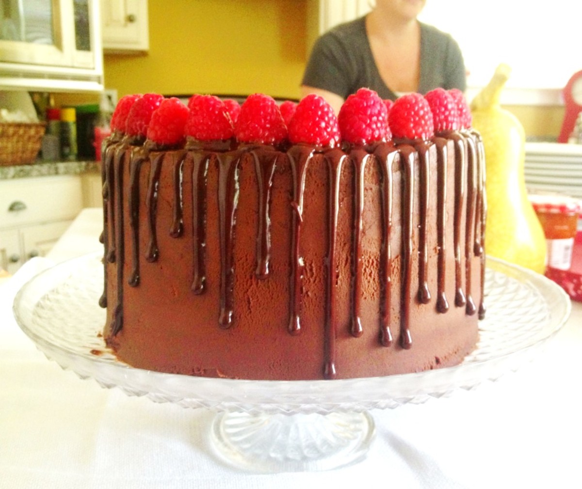 chocolate raspberry cake decorated