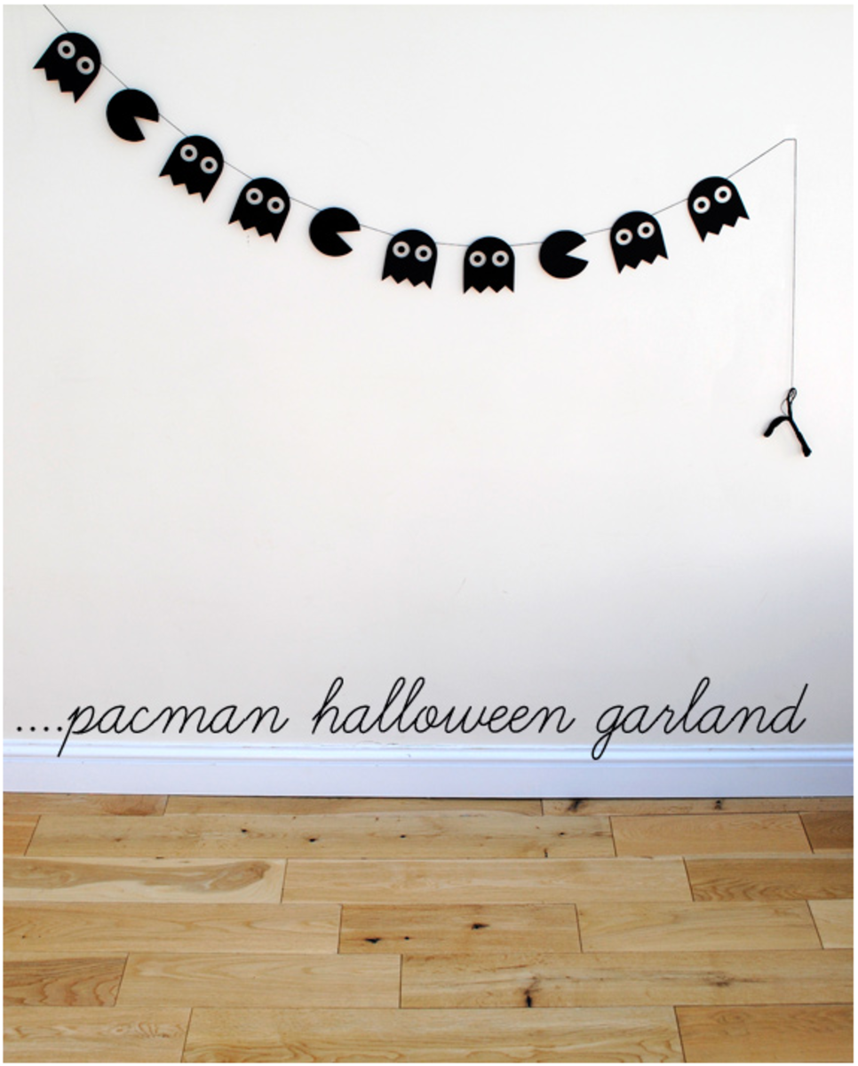 Halloween pacman garland, easy, inexpensive decor