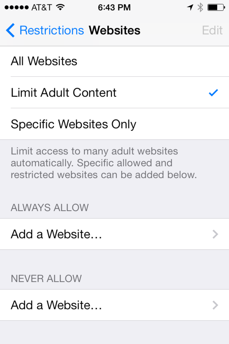 Setting Website Restrictions on iPhone and iPad