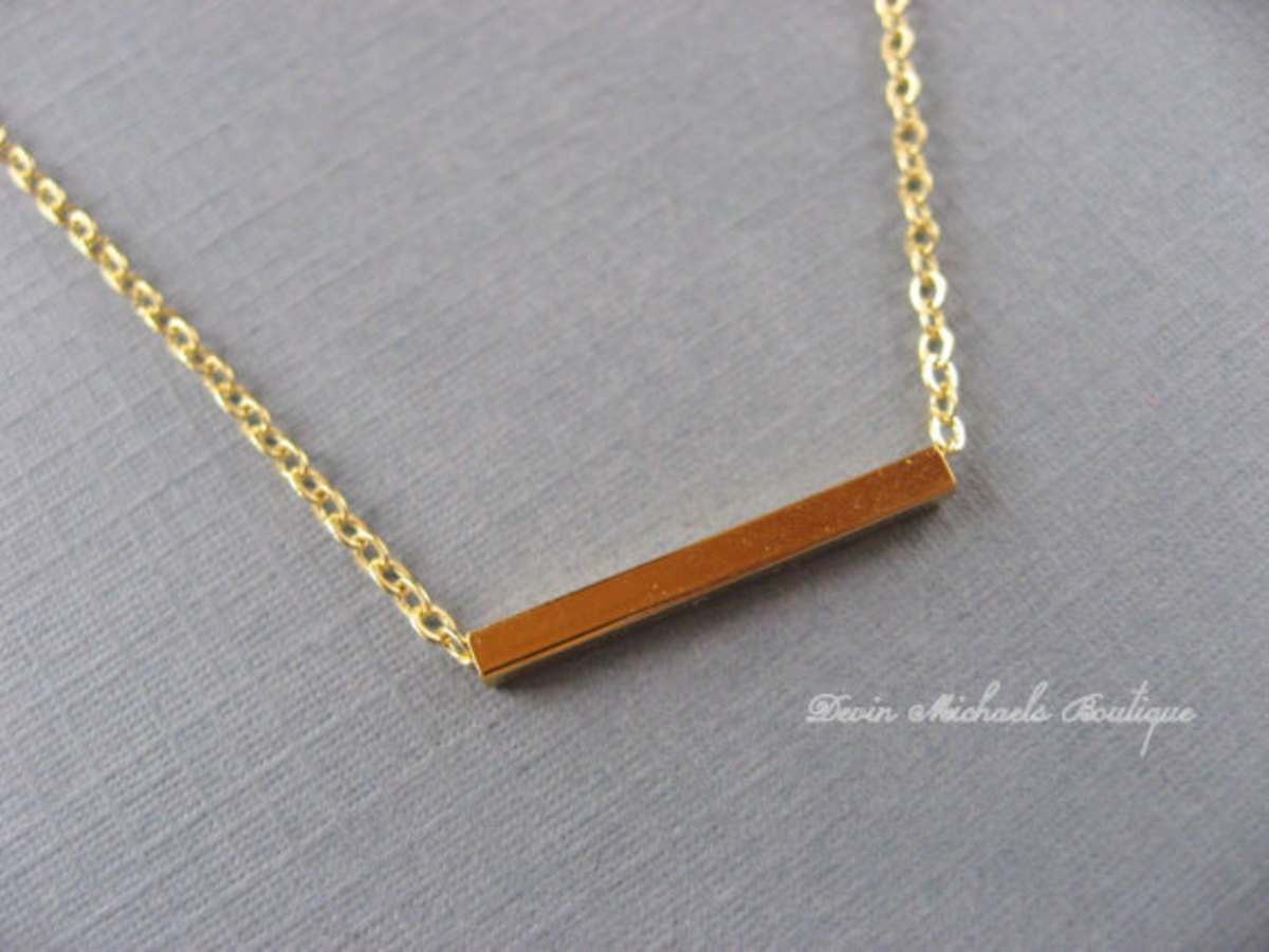 tiny gold bar necklace