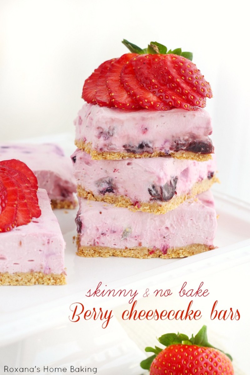  Skinny and No Bake Berry Cheesecake Bars | Roxana's Home Baking