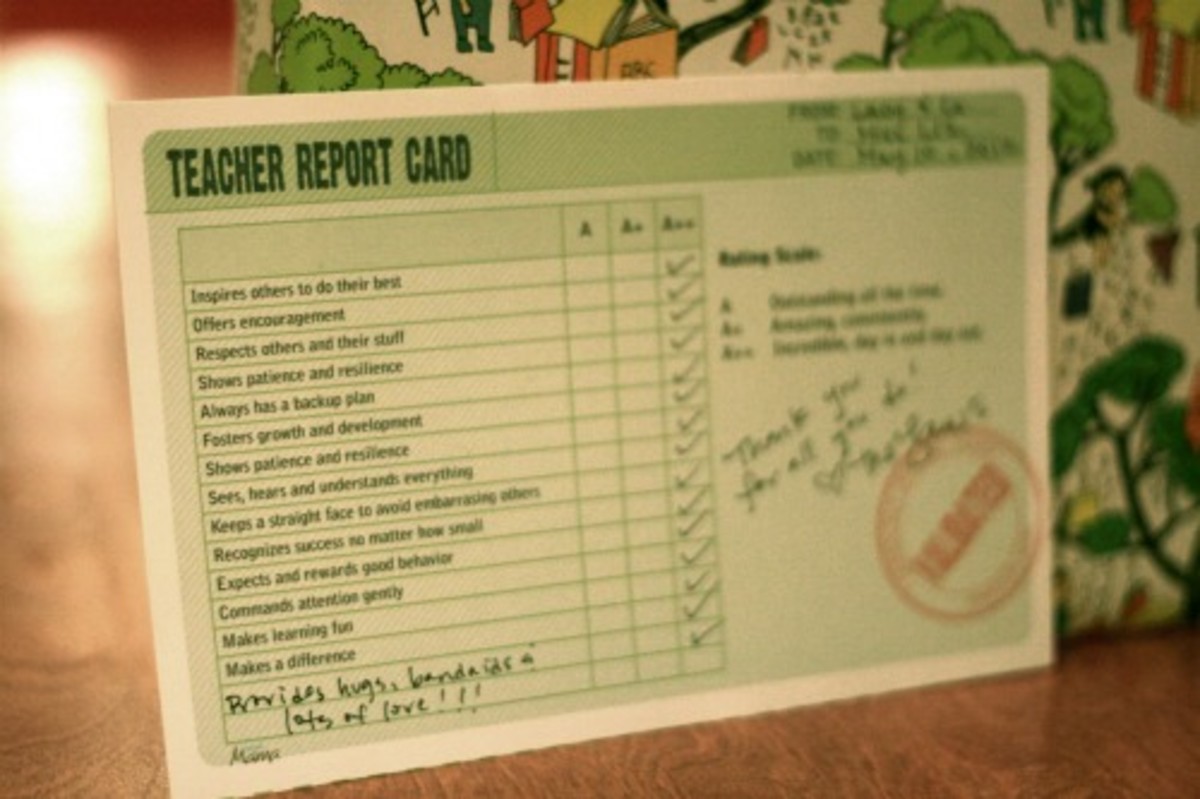 Printable Teacher Report Card Today's Mama