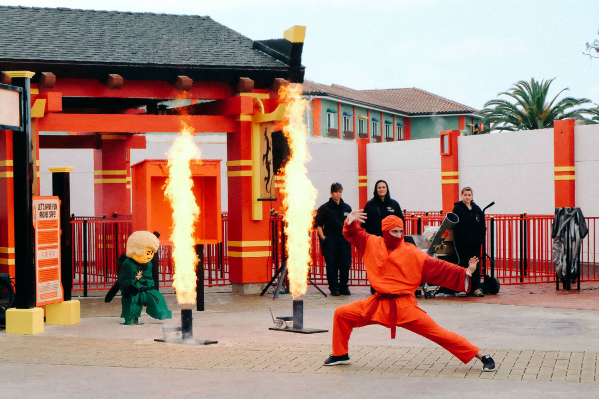 Kai, Master of Fire, showing off his skills at LEGOLAND California's NINJAGO World. (Photo: Michelle Rae Uy)