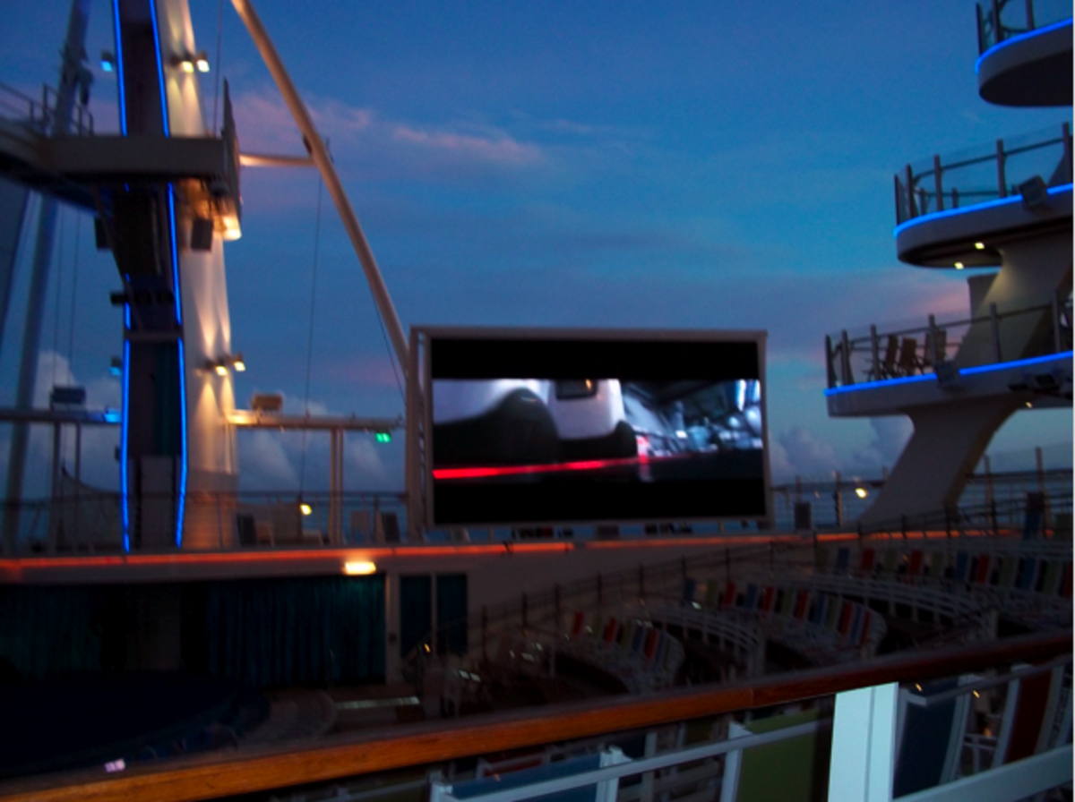Free movies on board at night.  Something about watching movies outside is so much cooler . . .