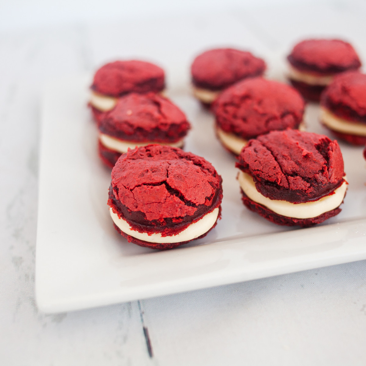 Red Velvet Cake Mix Whoopie Pie Cookies with Cream Cheese