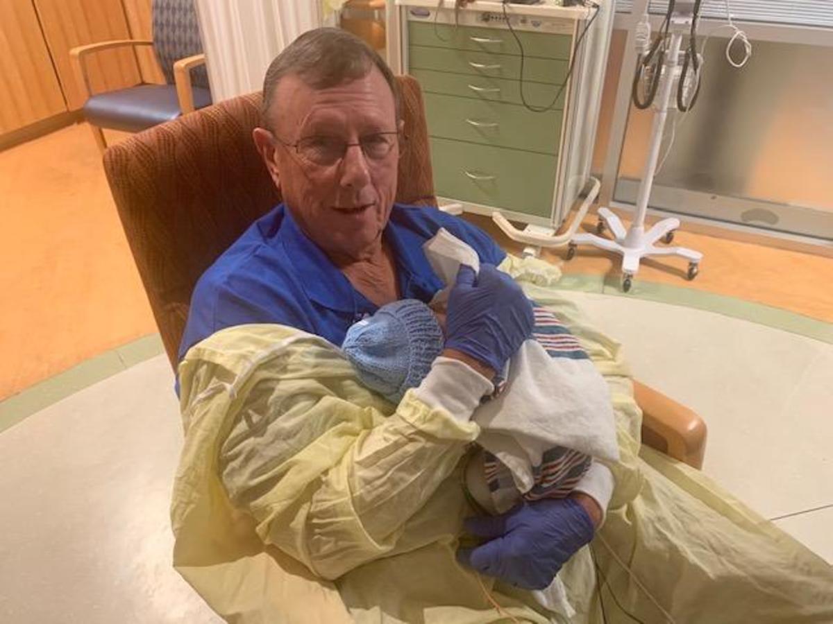 Doug Walters, volunteer baby cuddler at University Hospital