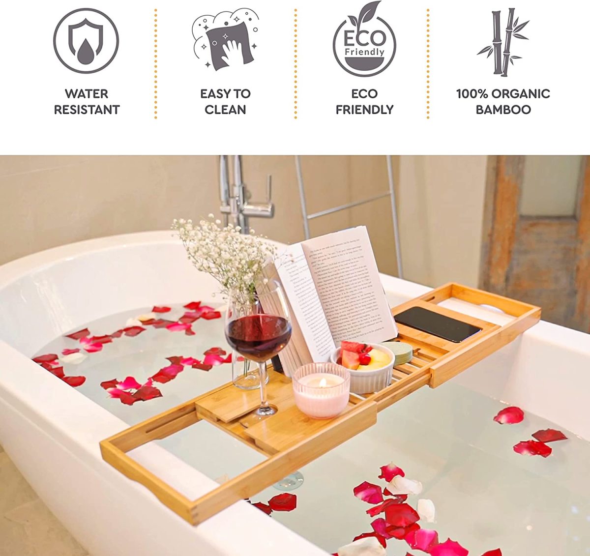 Wood Expandable Luxury Bamboo Bath Tub Bathtub Caddy Tray - China Bamboo  Expandable Bath Caddy, Bamboo Bathtub Caddy Tray