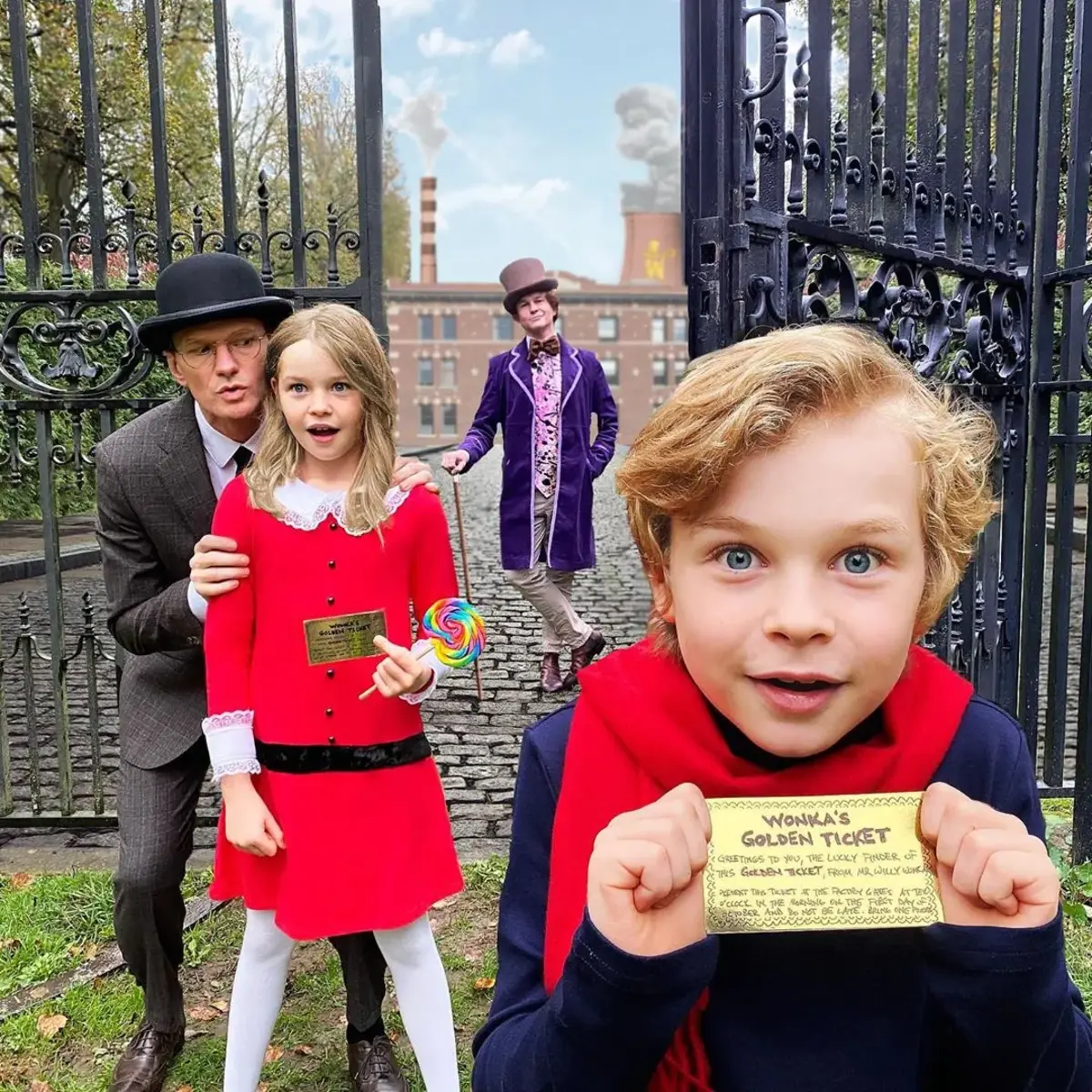 Gideon has the golden ticket as Charlie, Harper is hoping for a goose that lays eggs, Burtka makes for the perfect Willy Wonka, and Harris stars as Mr. Slugworth. 
